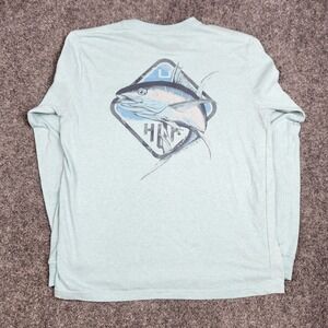 HUK Pocket Tee Shirt Mens Medium Blue Big‎ Tuna Lightweight Outdoor Fly Fishing